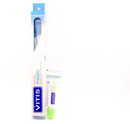 Vitis Pack Adult Medium Toothbrush V2 + Apple Box O BlanQ 15 Ml