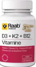 Vitamin D3+K2+B12 460Mg 60 Capsules